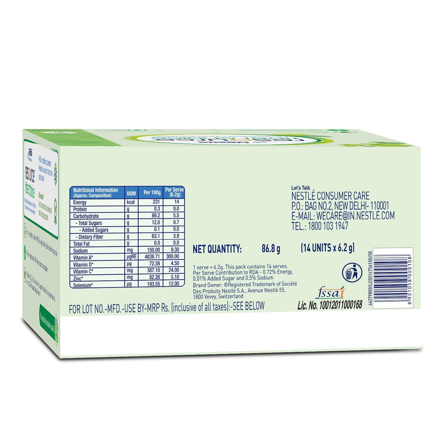 Nestle Resource Fiber Choice Partially Hydrolyzed Guar Gum (PHGG) Prebiotic Fiber  Immunonutrients For Gut Health and Constipation Relief Contains 14 sachets 86.8g