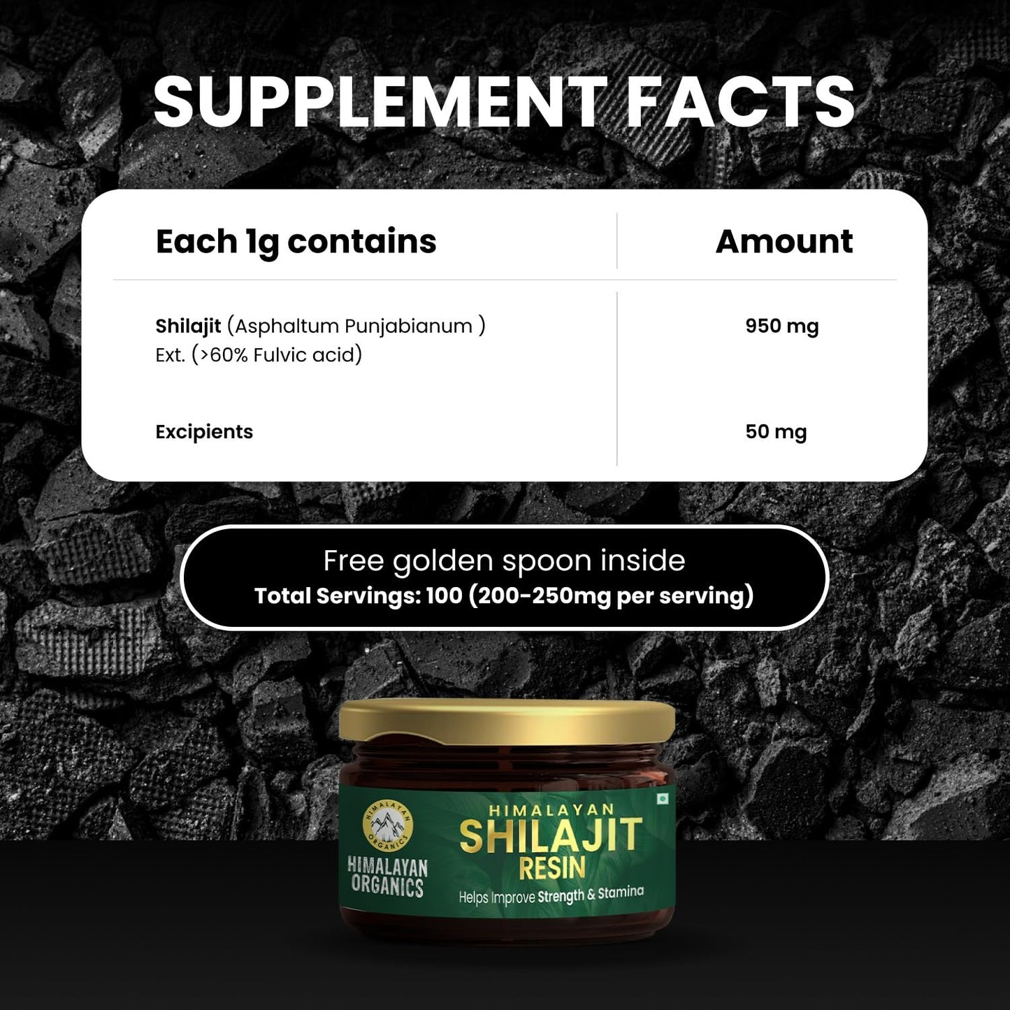 Himalayan Organics Pure Shilajit Resin to Boost PerformancePower Stamina Endurance Strength With Fulvic Acid & 85+ Trace Minerals Complex for EnergyMaximum Potency I - 25g