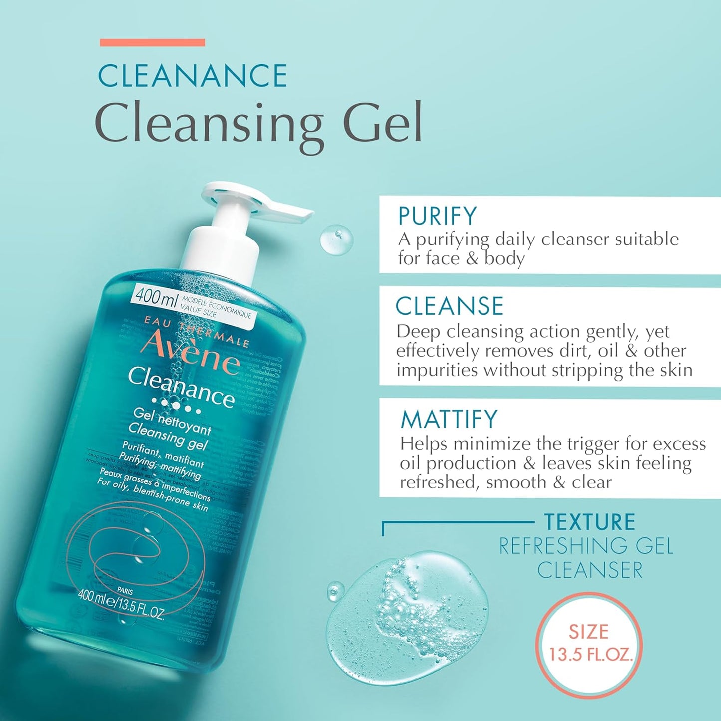 Eau Thermale Avne Cleanance Cleansing Gel 13 Fl. Oz.