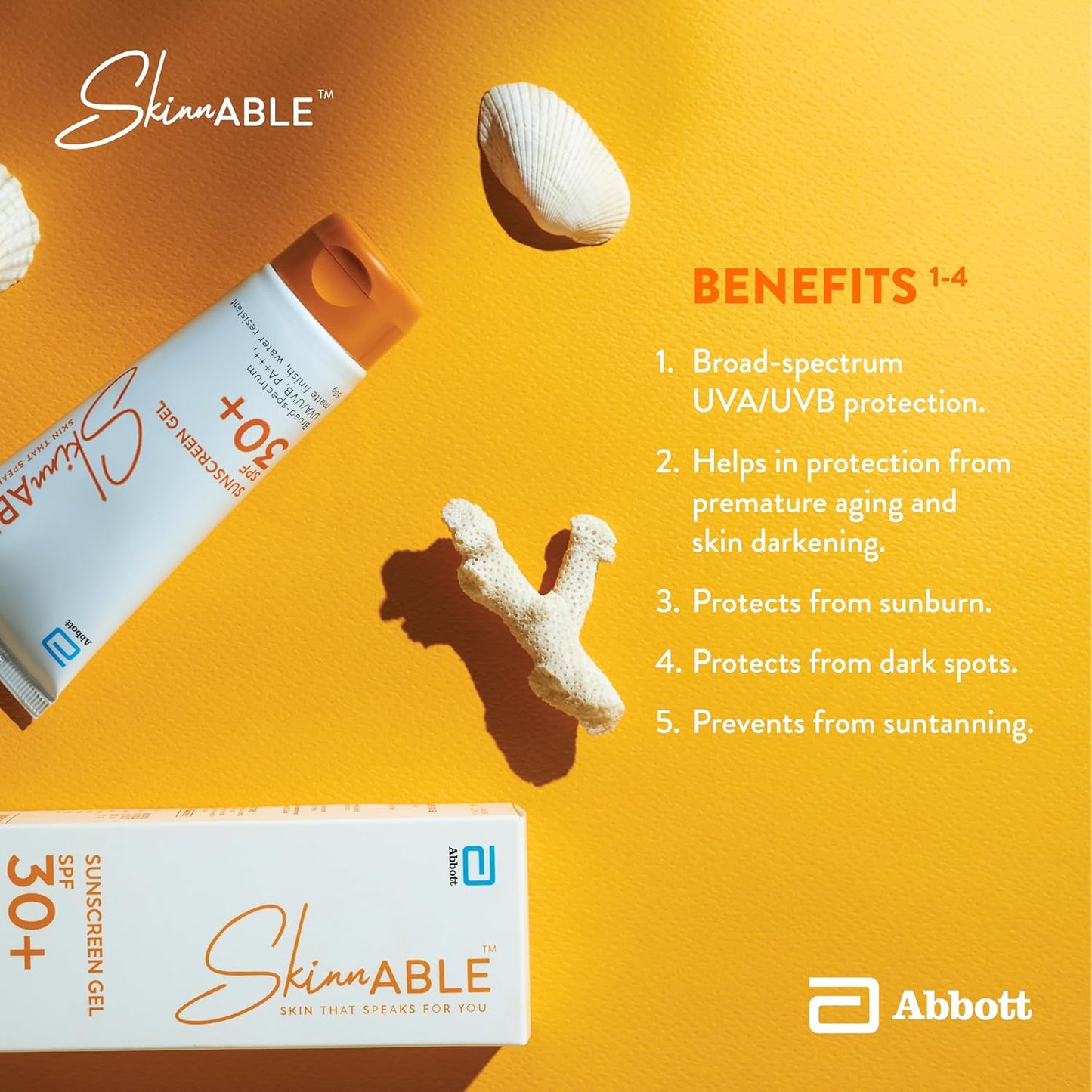 Skinnable Sunscreen Gel SPF 30+ 50 g  Abbotts Skincare  Broad Spectrum UVAUVB Protection PA+++  Matte Finish  Non Whitening  Water Resistant  Non Comedogenic  Paraben Free For Women & Men