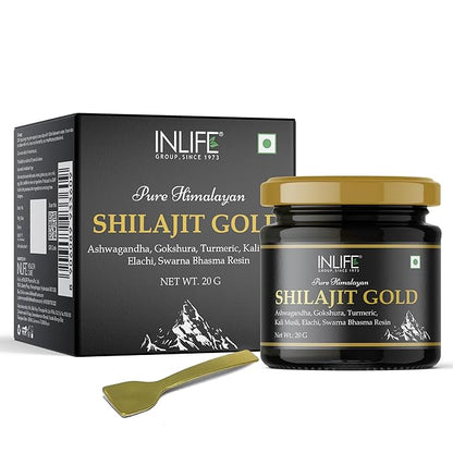 INLIFE Shilajit Gold 20g  Original Himalayan Shilajeet Resin with Ashwagandha Tribulus Turmeric Kali Musli for Strength Endurance  Stamina  75% Fulvic Acid  Lab Tested Ayurvedic Supplement