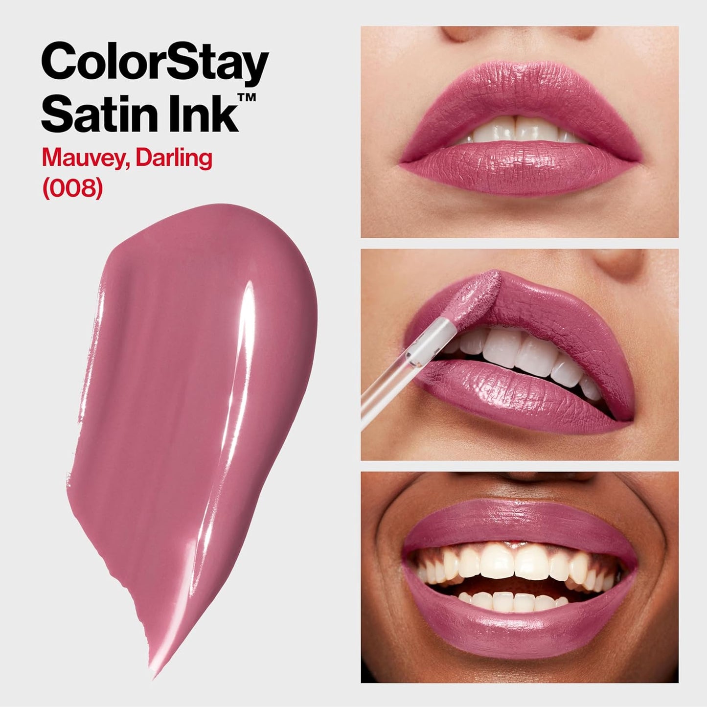 Revlon ColorStay Satin Ink Liquid Lipstick | Longlasting 16 Hrs| Smudge Proof | Vitamin E- Mauvey Darling 5ml