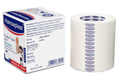 Hansaplast Fixation Tape  Adhesive tape for medical | 100% Cotton fabric  5.00 cm x 9.14 cm