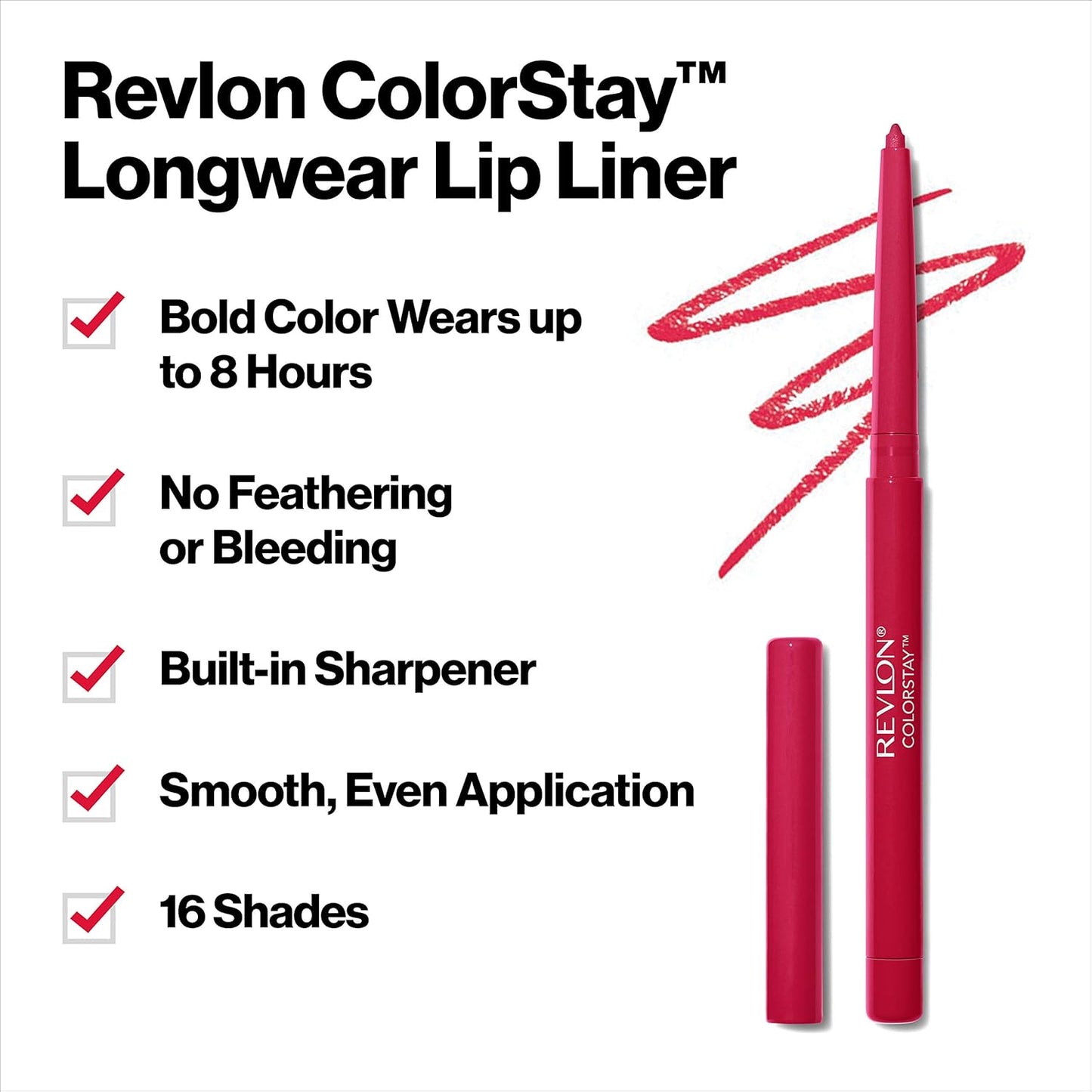 Revlon Lip Liner Colorstay Face Makeup with Built-in-Sharpener Longwear Rich Lip Colors Smooth Application 670 Wine