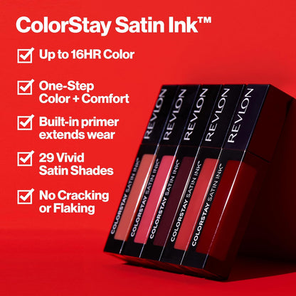 Revlon Liquid Lipstick Face Makeup ColorStay Satin Ink Longwear Rich Lip Colors Formulated with Black Currant Seed Oil 006 Eyes on You 0.17 Fl Oz