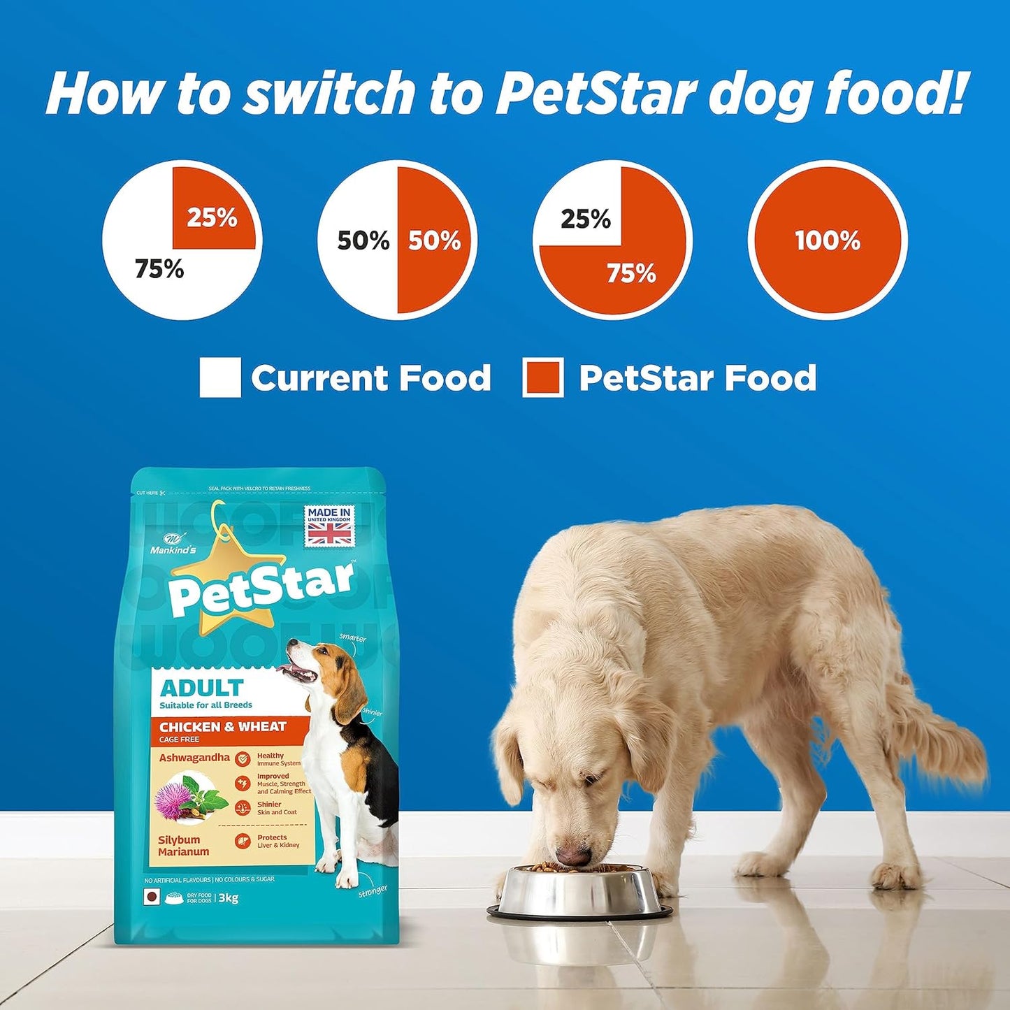 PetStar வயது வந்தோர் 1 கிலோ கோழி மற்றும் கோதுமை உலர் நாய் உணவு