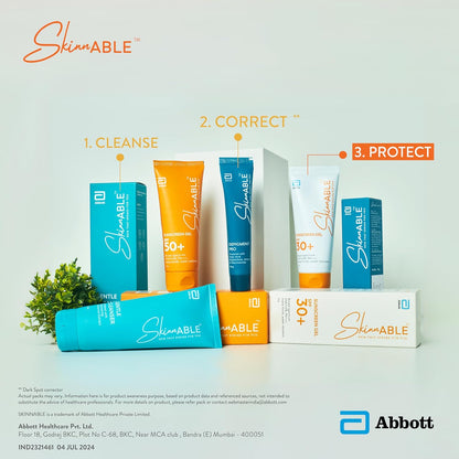 Skinnable Sunscreen Gel SPF 30+ 50 g  Abbotts Skincare  Broad Spectrum UVAUVB Protection PA+++  Matte Finish  Non Whitening  Water Resistant  Non Comedogenic  Paraben Free For Women & Men