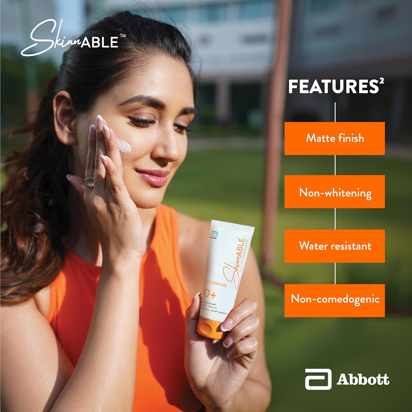 Skinnable Sunscreen Gel SPF 30+ 50 g  Abbotts Skincare  Broad Spectrum UVAUVB Protection PA+++  Matte Finish  Non Whitening  Water Resistant  Non Comedogenic  Paraben Free For Women & Men