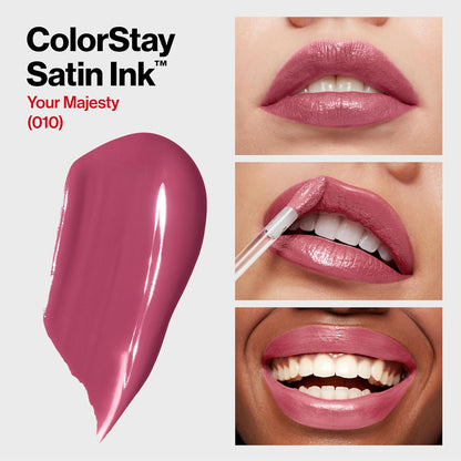 Revlon ColorStay Satin Ink Liquid Lipstick | Longlasting 16 Hrs| Smudge Proof | Vitamin E- Your Majesty 5ml