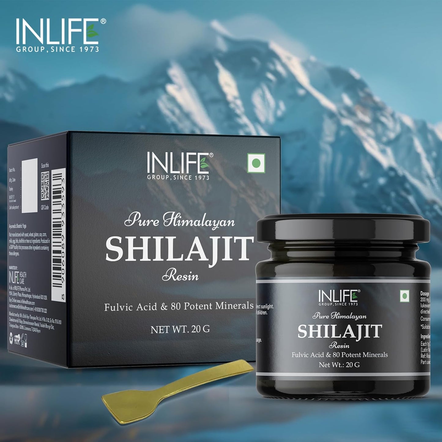 INLIFE Shilajit Resin 20g  Original Himalayan  Natural Shilajeet for Strength Endurance  Stamina  75% Fulvic Acid  Lab Tested  Ayurvedic Supplement for Men Women