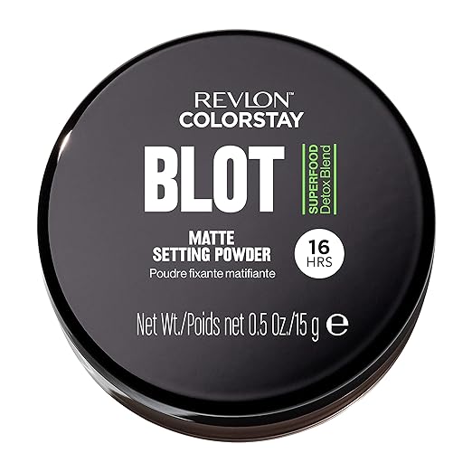 Revlon ColorStay Blot Face Powder Mattifying Blurring & Oil Absorbing Setting Powder Absorb Sebum Blurs Imperfections and Reduces Pore Appearance 0.5 oz