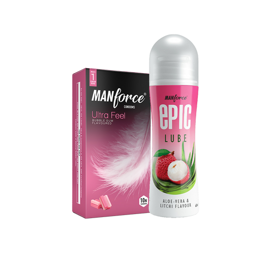 Manforce Bubblegum Condoms (10 Pack) + Litchi Aloe Vera Lube