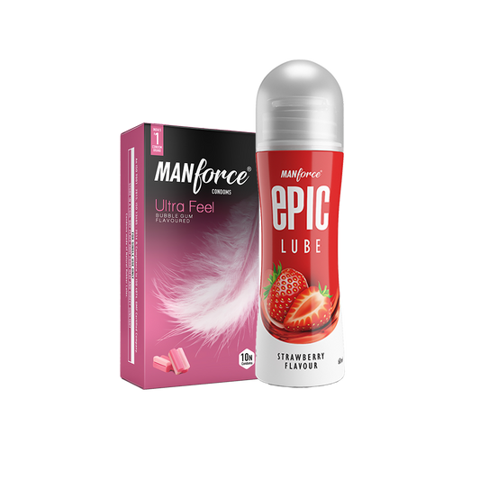 Manforce Bubblegum Condoms (10 Pack) + Strawberry Lube