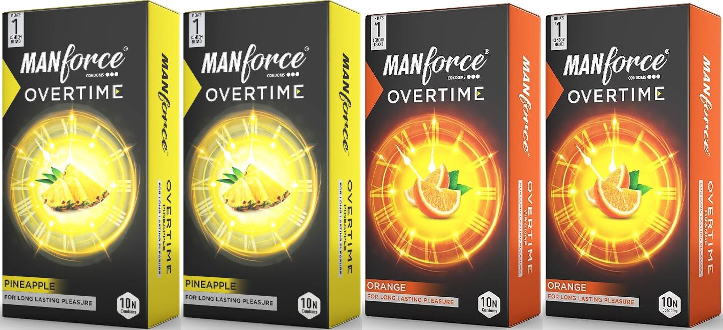 Manforce Overtime Condoms - Pineapple & Orange, 2N (10 Sheets)