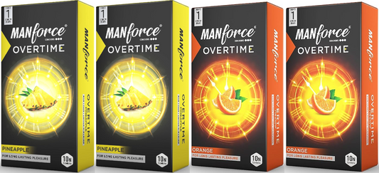 Manforce Overtime Condoms - Pineapple & Orange, 2N (10 Sheets)