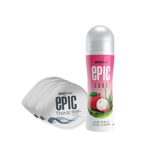 Manforce Epic ThinX Ultra Thin Condoms (3 Pack) + Litchi Aloe Vera Lube