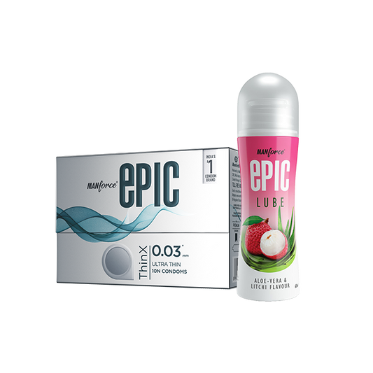 Manforce Epic ThinX Condoms (10 Pack) + Litchi Aloe Lube