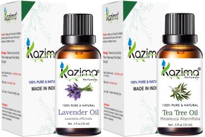 KAZIMA Combo of lavender Oil and Tea Tree Essential Oil ( Each 15ml )  (15 ml)