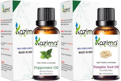 KAZIMA Combo of Pure Pumpkin Seed Carrier oil & Peppermint Oil (Each 15ml ) Ideal for Use in Aromatherapy Anti Hair Fall Control Hair Growth and Health Boost Hair Oil  (15 ml)