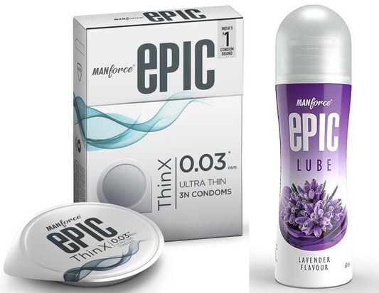 Manforce Epic ThinX Ultra Thin Condoms (3 Pack) + Lavender Lube
