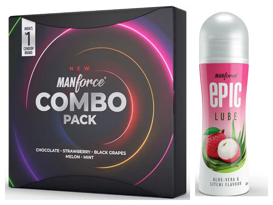 Manforce Flavor Variety Condoms (20 Pack) + Litchi Aloe Vera Lube