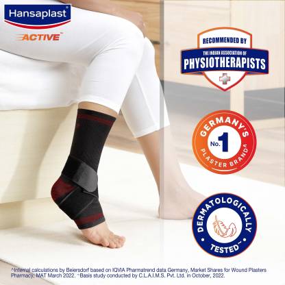 HANSAPLAST Active Ankle Binder Support for Men&WomenLong Lasting Pain ReliefSkin friendly Ankle Support  (Black)