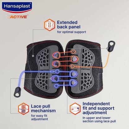 HANSAPLAST ஆக்டிவ் லேஸ் புல் எல்எஸ் நீண்ட கால வலி நிவாரணத்திற்கான ஆதரவு லேஸ் புல் மெக்கானிசம் பேக் / லம்பார் சப்போர்ட் (கருப்பு)