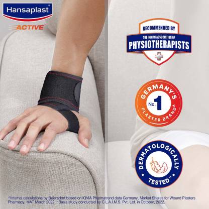 HANSAPLAST Active Wrist Support with Neoprene for Long Lasting Pain Relief with Thumb Loop Wrist Support