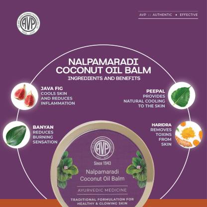 AVP Nalpamaradi Coconut Oil Balm 40g Tan Removal Reduce Dark Spots Multipurpose Skincare Skin Lightening Skin Brightening Treatment Glowing Skin