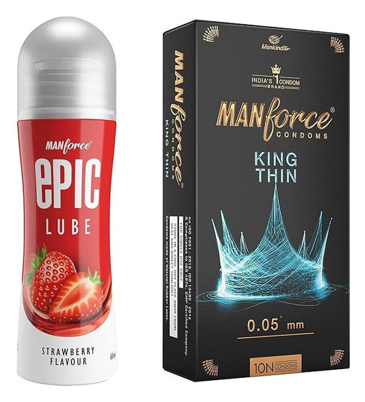 Manforce King thin ultra thin condoms 10s+ MANFORCE EPIC Strawberry LUBE 60 ml
