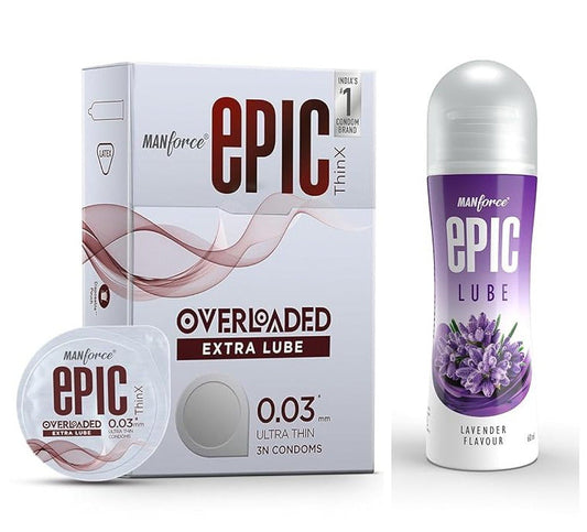 Manforce Epic Thinx Overloaded Ultra-Thin Condoms (3 Count) + Epic Lavender Lube (60ml)