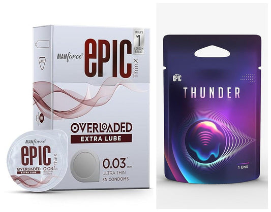 Manforce Epic Thinx Overloaded Ultra-Thin Condoms (3 Count) + Epic Thunder Ring