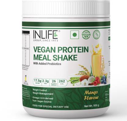 Inlife Vegan Plant Based Nutritional Meal Replacement Shake for Men and Women  500g Plant-Based Protein  (500 g  Mango)