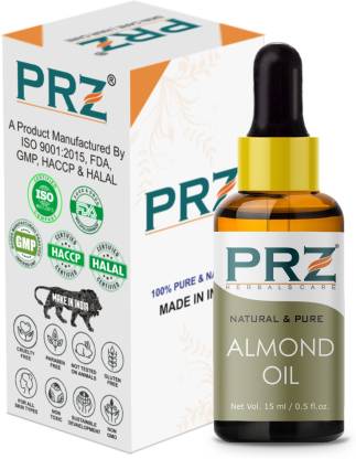 PRZ Almond Cold Pressed Carrier Oil (15ML) - Pure Natural & Therapeutic Grade Oil For Aromatherapy Body Massage Skin Care & Hair Care Hair Oil  (15 ml)