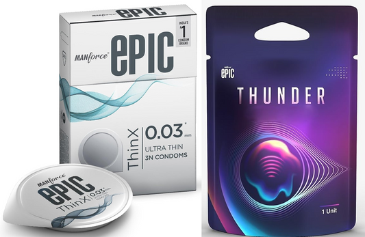 Manforce Epic ThinX Ultra Thin Condoms (3 Pack) + Thunder Ring
