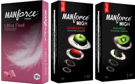 Manforce Flavored Condoms Combo - Bubblegum, Apple, Paan - 30 Pack