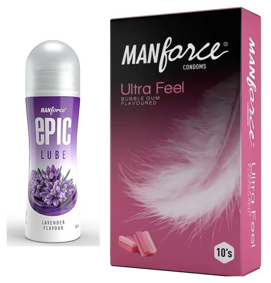 Manforce Lavender Lube (60ml) + Bubblegum Condoms (10 Pack)