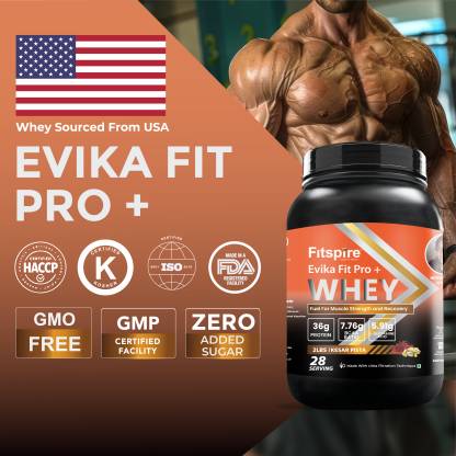 Fitspire Evika Fit Super Pro plus  36g Protein  Muscle Growth  Recovery Whey Protein  (1 kg Kesar Pista)