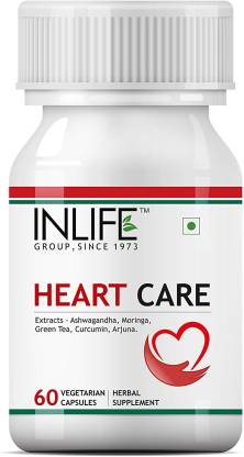 Inlife Heart Care Supplement - Arjuna Moringa Ashwagandha Green Tea Turmeric (Curcumin) Extracts 500 mg ?- 60 Vegetarian Capsules  (1 No)