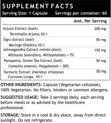 Inlife Heart Care Supplement - Arjuna Moringa Ashwagandha Green Tea Turmeric (Curcumin) Extracts 500 mg ?- 60 Vegetarian Capsules  (1 No)