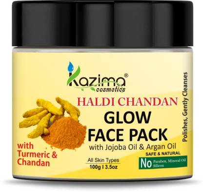 KAZIMA Haldi Chandan Glow Face Pack with Jojoba Oil & Argan Oil | Adds Glow | Unclogs Pores  (100 g)