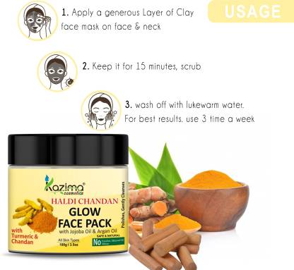 KAZIMA Haldi Chandan Glow Face Pack with Jojoba Oil & Argan Oil | Adds Glow | Unclogs Pores  (100 g)