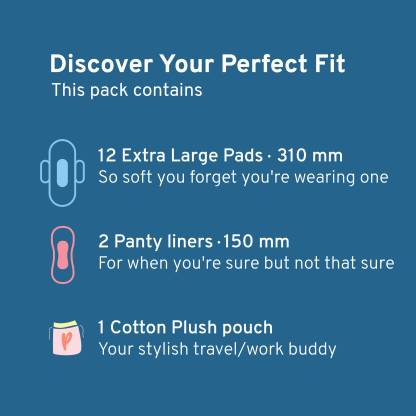 PLUSH 2 PACK - 100 % Rash free Cotton Sanitary Napkins | All 12 XL Pads Sanitary Pad