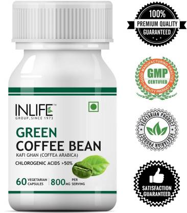 Inlife Green Coffee Beans Extract for Weight Loss 800MG 50% GCA (60 Veg. Capsules) Coffea Arabica Supplement  (800 mg)