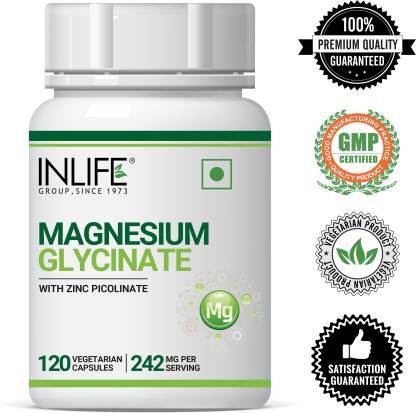 Inlife Magnesium Glycinate Supplement 242mg Zinc 10mg - 120 Veg Capsules  (120 No)