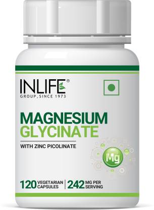 Inlife Magnesium Glycinate Supplement 242mg Zinc 10mg - 120 Veg Capsules  (120 No)