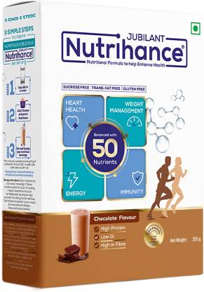 JUBILANT Nutrihance 50 உயிர்ச் சத்துக்கள் கொண்ட சமச்சீரான ஊட்டச்சத்து நிறைந்த முழுமையான பானம் | ஊட்டச்சத்து பானம் (200 கிராம் சாக்லேட் சுவை கொண்டது)