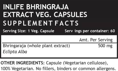 Inlife Bhringraja Extract  500mg (60 Vegetarian Capsules) for Hair  Skin and Nails  (60 No)