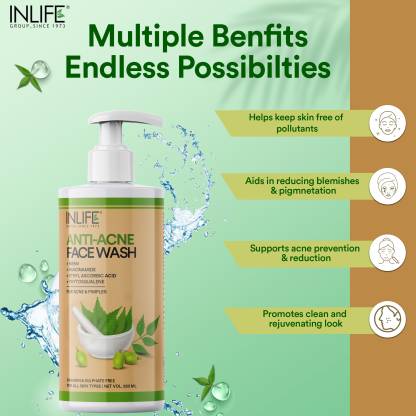 Inlife Anti Acne with Neem Pimple Marks Remover Paraben & Sulphate Free Face Wash  (250 ml)