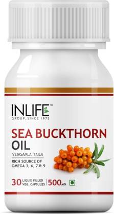 Inlife Sea buckthorn விதை எண்ணெய் சப்ளிமெண்ட் 500 mg சைவ காப்ஸ்யூல்கள் (30)